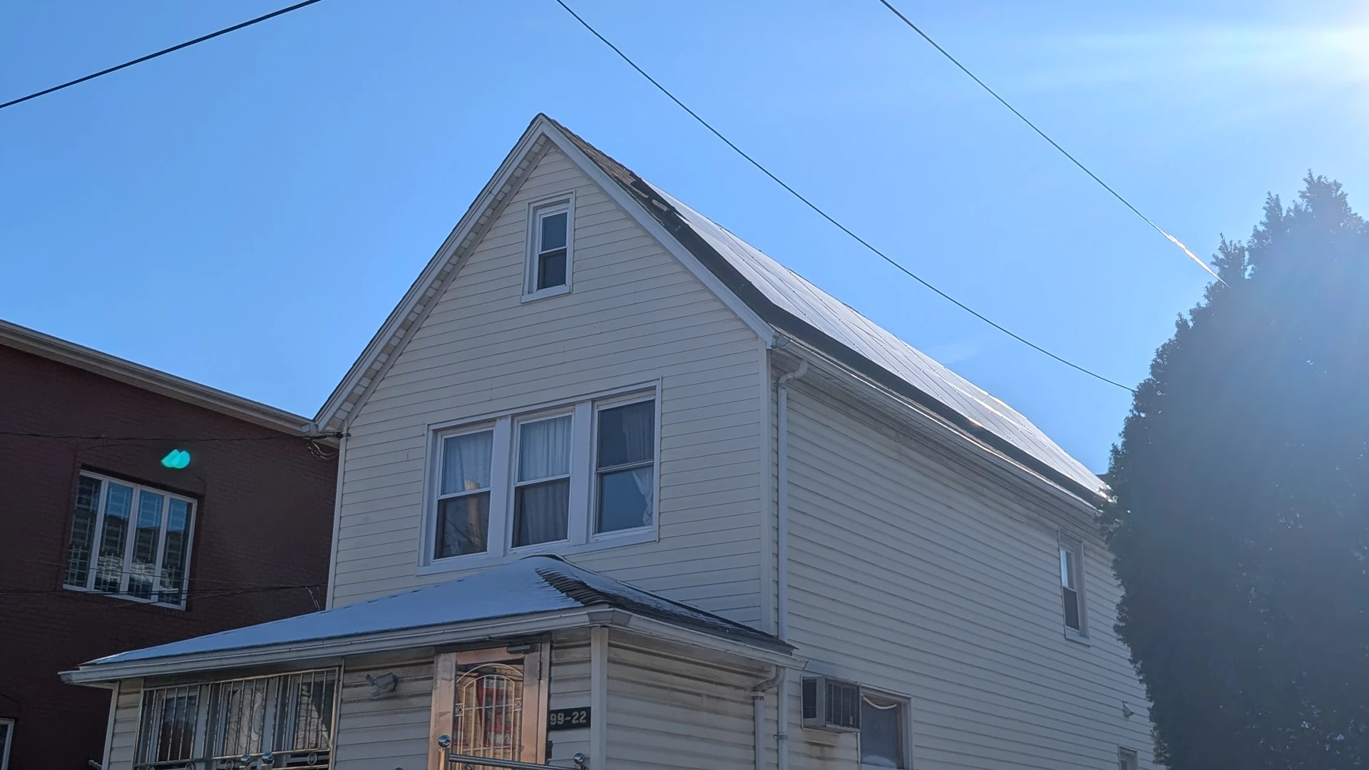House with solar system installed in Jamaica, Queens, NY.