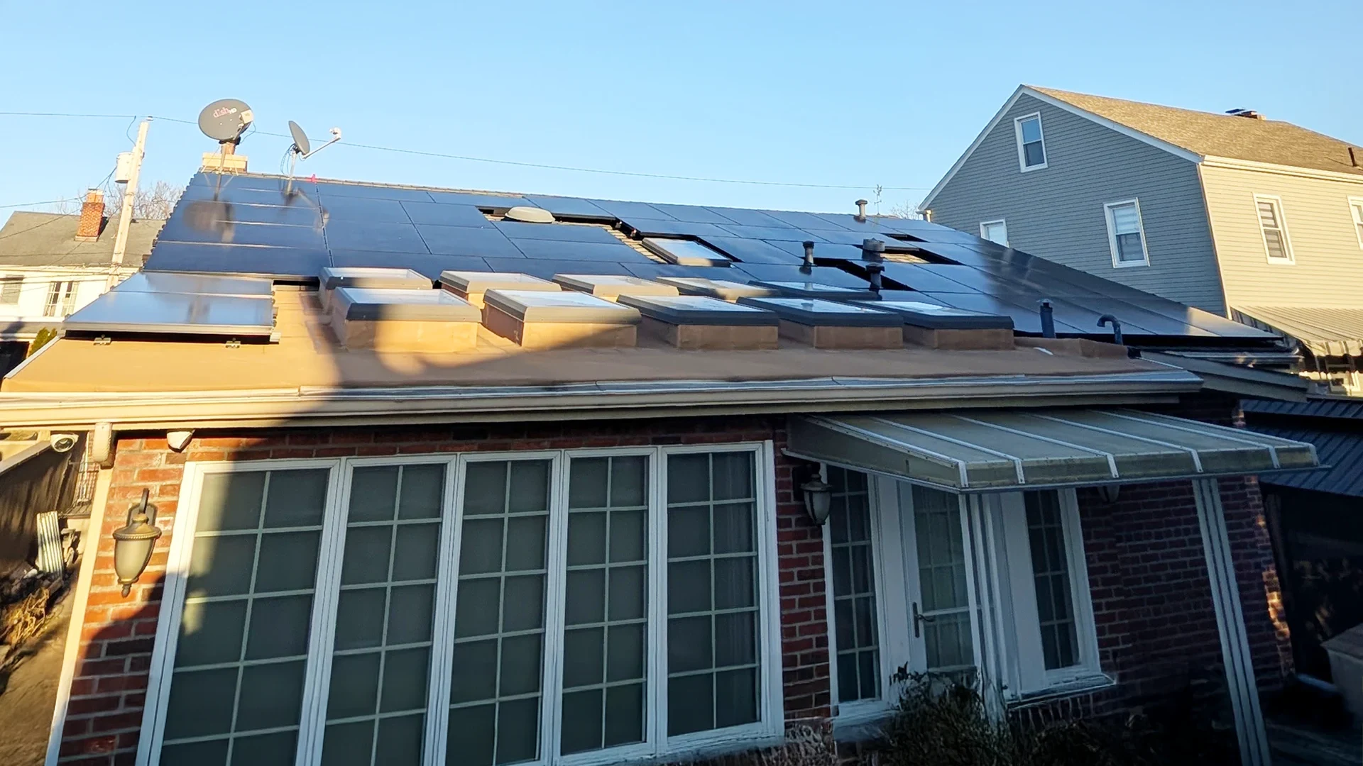 House with solar system installed in Rockaways, Queens, NY.